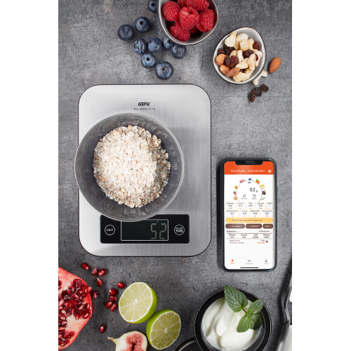 Bilancia da cucina con app per misurazione valori nutrizionali