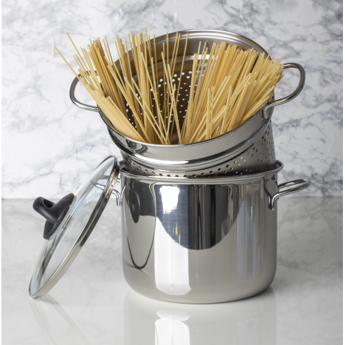 CUOCIPASTA C/C VETRO CESTELLO INOX 18/10 CM.18 LT.3,1