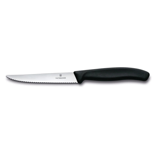 COLTELLO BISTECCA M/NERO LAMA SEGHETTATA CM.11