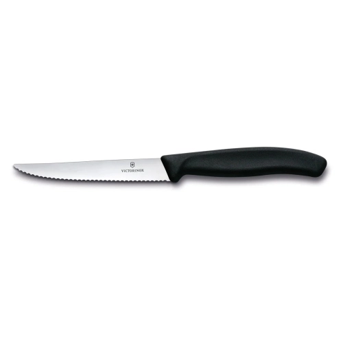 COLTELLO BISTECCA M/NERO LAMA SEGHETTATA CM.11