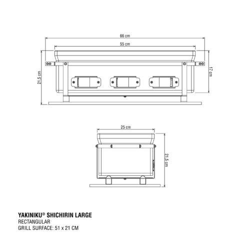 GRIGLIA SHICHIRIN RETT. LARGE 4-8 PERSONE CM.66x25 H.21,5