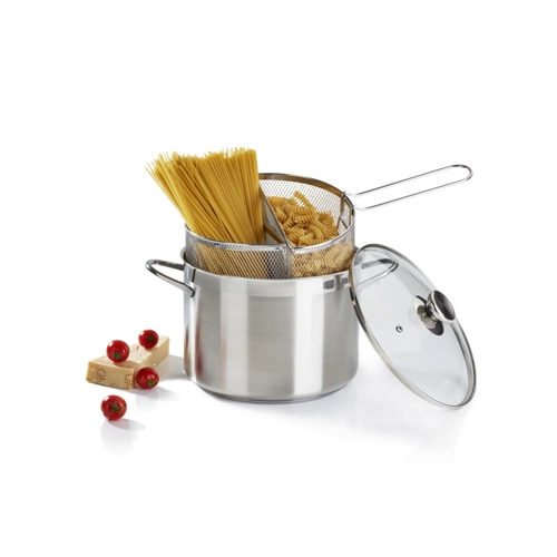 CUOCIPASTA INOX 18/10 DOPPIO CESTELLO CM.24 LT.6